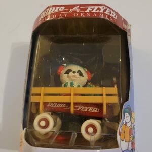 1999 Radio Flyer Panda in Wagon Christmas Holiday Ornament New